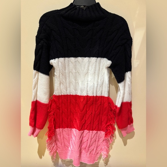 Daisy Multicolor Cable Knit Turtleneck Sweater Dress - Picture 4 of 4